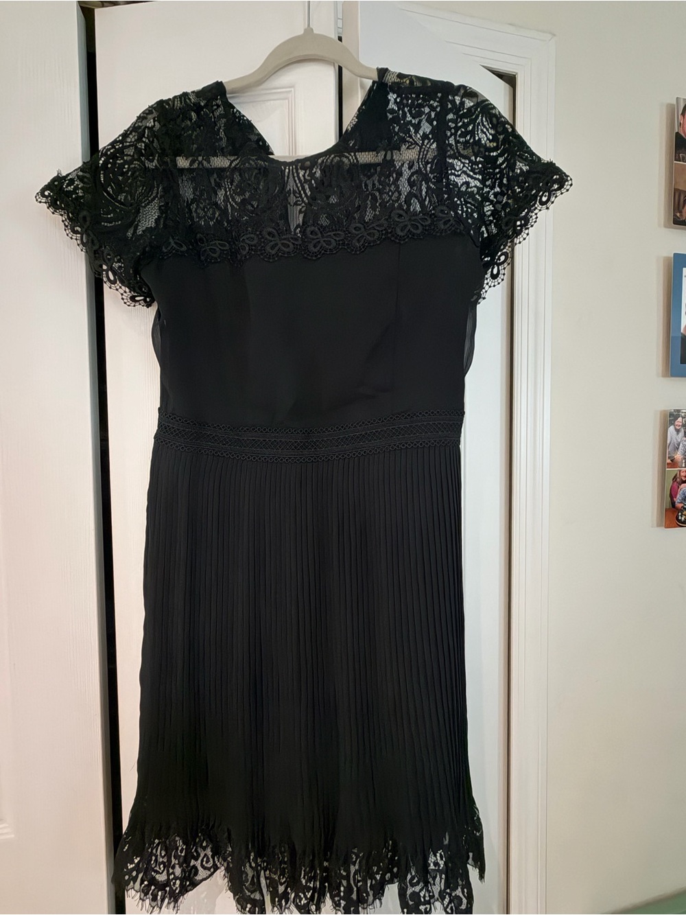 Express Black Lace Yoke Pleated Midi Dress